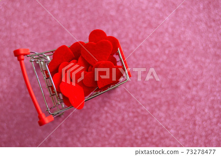 trolley with hearts on pink background Valentine's day trolley with hearts on pink background Valentine's day 73278477