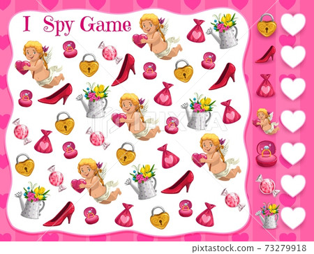 Saint Valentine day kids educational I spy game 73279918