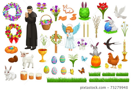 Easter holiday vector characters and symbols 73279948