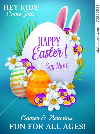 Easter holiday vector flyer with cute rabbit ears Easter holiday vector flyer with cute rabbit ears 73280031