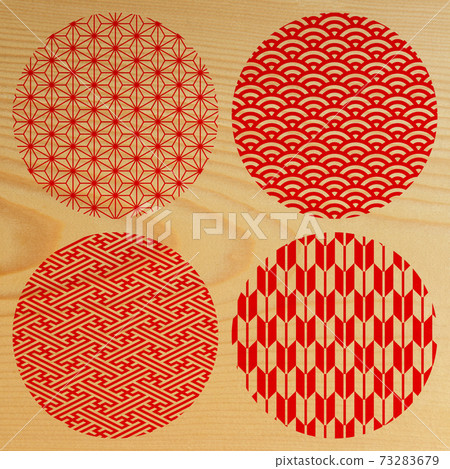 Japanese traditional pattern wood grain set 73283679