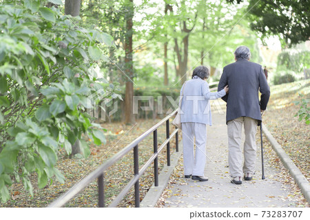 Senior couple taking a walk 73283707