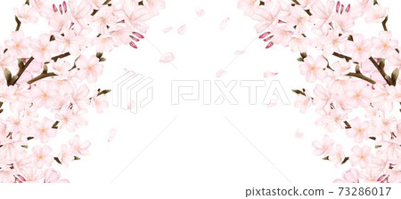 Sakura landscape on both sides, watercolor style illustration 73286017