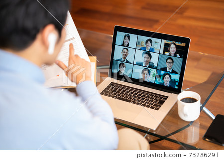 Men having an online meeting with remote work 73286291