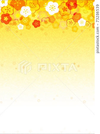 Japanese paper texture with golden gradation pattern of red and white plum blossoms Japanese paper texture with golden gradation pattern of red and white plum blossoms 73286539