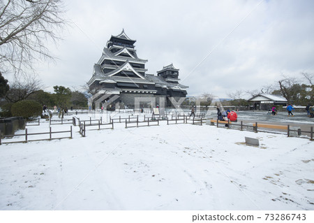 從熊本城的東側在雪中 從熊本城的東側在雪中 73286743