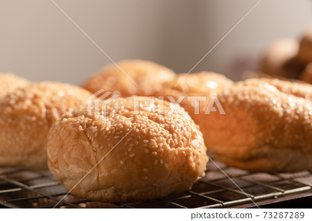 Sesame Bread on the grille in the kitchen Sesame Bread on the grille in the kitchen 73287289