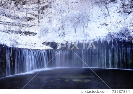 Karuizawa Shiraito Falls In The Middle Of Winter Stock Photo