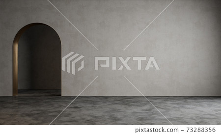 Gray empty interior with blank wall, arc and concrete floor. 3d render illustration mock up. Gray empty interior with blank wall, arc and concrete floor. 3d render illustration mock up. 73288356