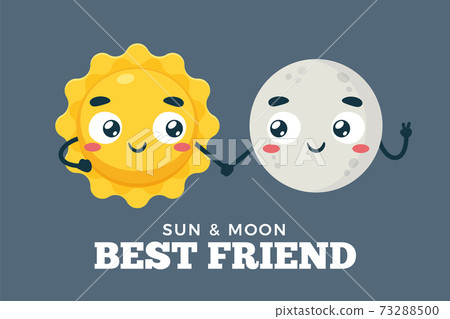 The Sun and moon is holding hand together. Isolated Vector Illustration 73288500
