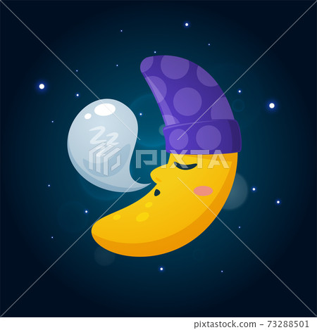 The Sleeping Moon. Isolated Vector Illustration 73288501