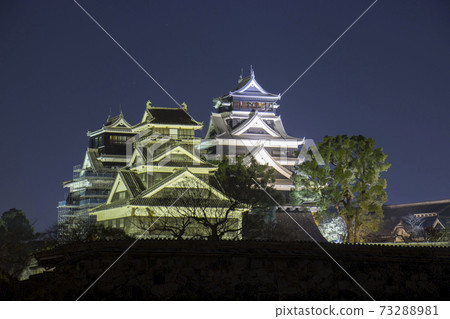 Kumamoto Castle Night View Three Castles Kumamoto Castle Night View Three Castles 73288981