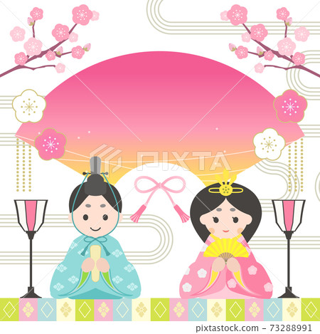 Hinamatsuri promotional banner design template folding fan square without letters 73288991
