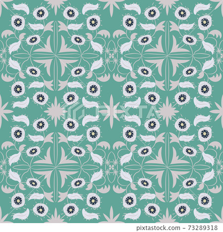 Floral damask ornament seamless pattern - Stock Illustration [73289318 ...