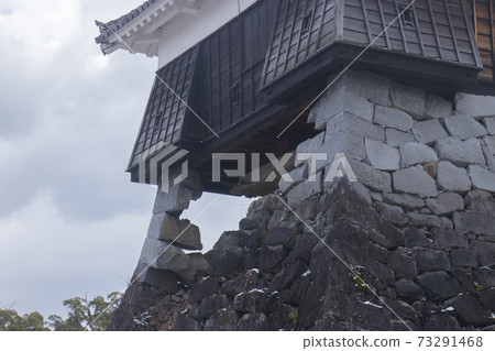 Snow Kumamoto Castle 戌 亥 turret A miracle stone wall 73291468