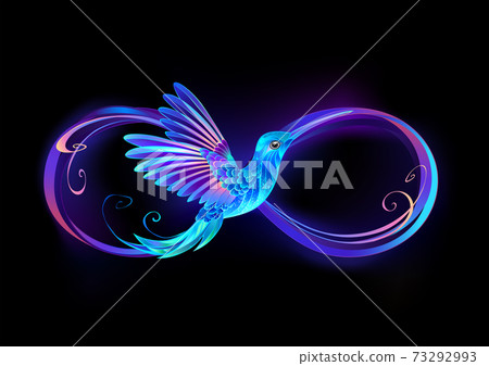 Infinity symbol with glowing hummingbird - Stock Illustration [73292993 ...