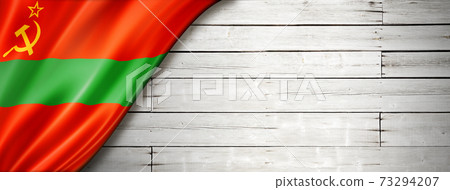 Transnistria flag on old white wall banner 73294207