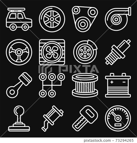 Automotive Car Service Icons Set on Black Background. Line Style Vector 73294265