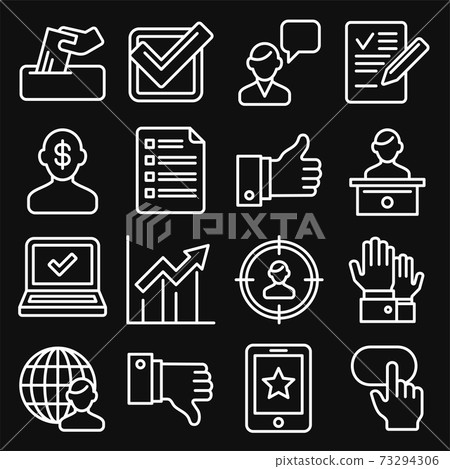 Vote Icons Set on Black Background. Line Style Vector 73294306