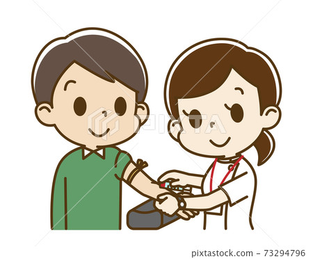 A young man receiving blood from a female nurse A young man receiving blood from a female nurse 73294796