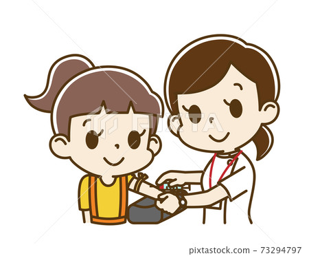 Girl receiving blood from a female nurse Girl receiving blood from a female nurse 73294797