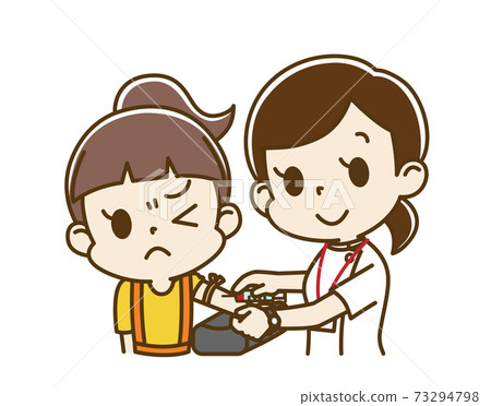 Girl receiving blood from a female nurse (patient) Girl receiving blood from a female nurse (patient) 73294798