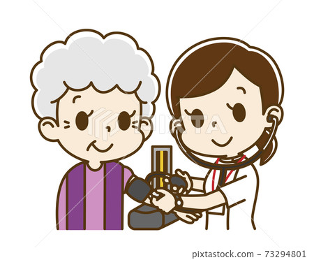 Elderly woman receiving blood from a female nurse Elderly woman receiving blood from a female nurse 73294801