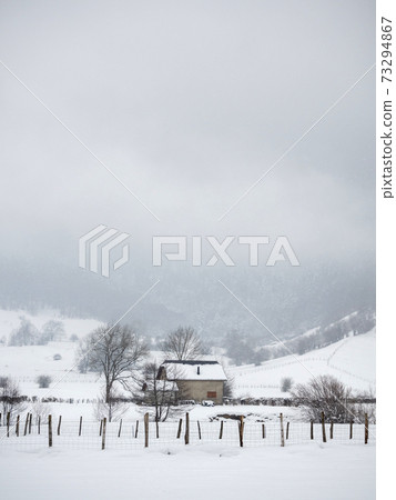 Snowy landscape in the mountains of the atlantic pyrenees Snowy landscape in the mountains of the atlantic pyrenees 73294867