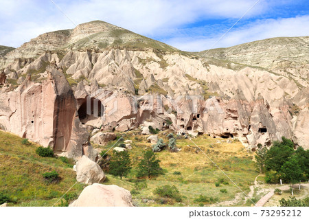 Caves in rock, Selime Monastery, Ihlara Valley, Cappadocia, Turkey 73295212