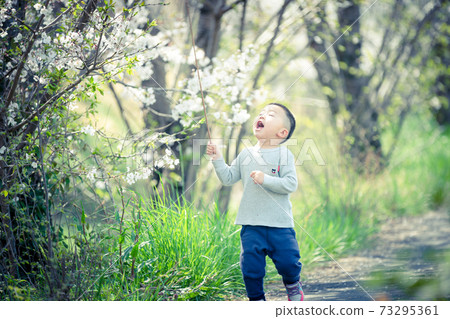Photographing a grandson's boy nursery school child 73295361