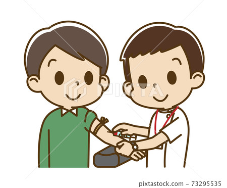 A young man receiving blood from a male nurse A young man receiving blood from a male nurse 73295535