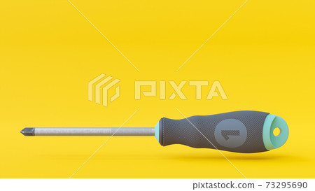 Screwdriver Blue color on yellow background. Screwdriver Blue color on yellow background. 73295690