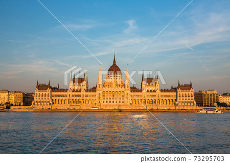Hungary Budapest Parliament Building at dusk Hungary Budapest Parliament Building at dusk 73295703