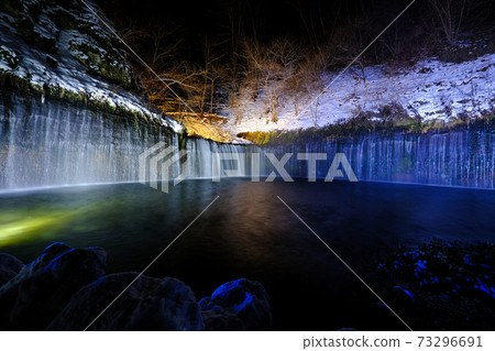 Karuizawa Shiraito Falls Illuminated in the middle of winter 73296691