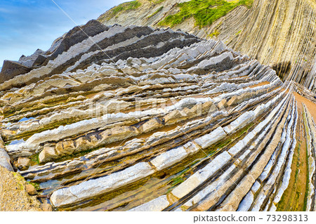 Steeply-tilted Layers of Flysch, Basque Coast UNESCO Global Geopark, Spain 73298313