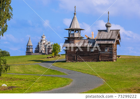 Famous wooden buildings on the island Kizhi Russia 73299222