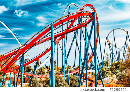 Roller Coaster in funny amusement park Roller Coaster in funny amusement park 73299551