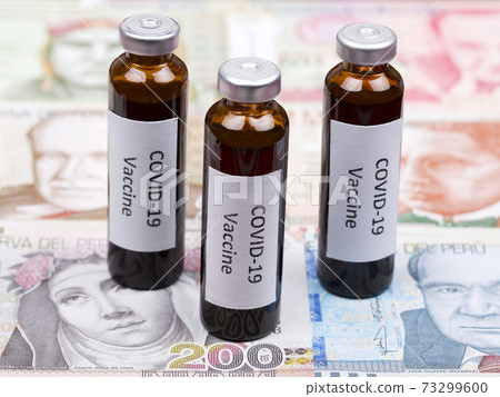 Vaccine against Covid-19 on the background of Peruvian money Vaccine against Covid-19 on the background of Peruvian money 73299600