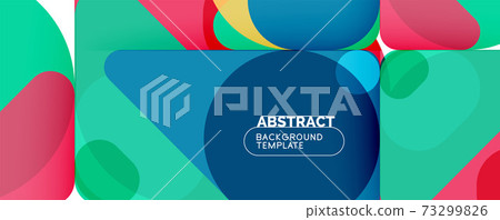 Flat geometric round shapes and dynamic lines, abstract background. Vector illustration for placards, brochures, posters and banners Flat geometric round shapes and dynamic lines, abstract background. Vector illustration for placards, brochures, posters and banners 73299826
