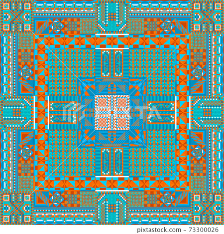 Ethnic ornament for scarf. Vintage geometric print. Ethnic ornament for scarf. Vintage geometric print. 73300026