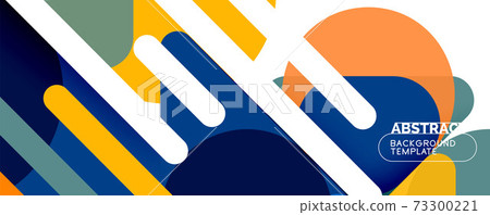 Flat geometric round shapes and dynamic lines, abstract background. Vector illustration for placards, brochures, posters and banners 73300221