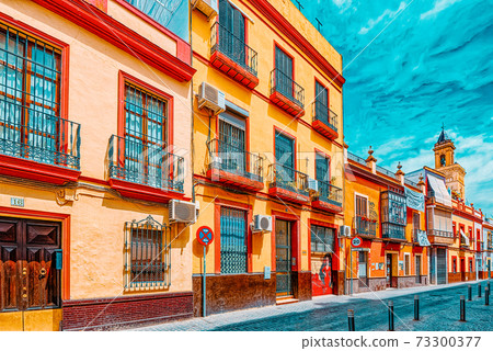 Downtown of the city Seville - is the capital and largest city o Downtown of the city Seville - is the capital and largest city o 73300377