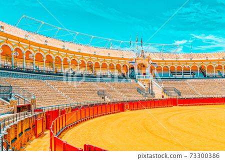Indoor view of Square of bulls Royal Maestranza of Cavalry in Se 73300386