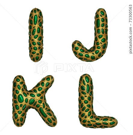 Letter set I, J, K, L made of realistic 3d render golden shining metallic. Letter set I, J, K, L made of realistic 3d render golden shining metallic. 73300563