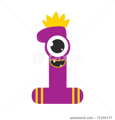 Number One Cute Monster, Funny Fantasy Alien... - Stock Illustration