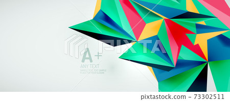 Vector triangle geometric backgrounds. Low poly 3d shape on light backdrop. Vector illustration for covers, banners, flyers and posters and other designs 73302511