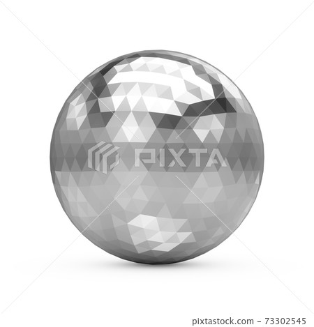 3d Rendering Metallic Polygonal Chrome Sphere on white background 3d Rendering Metallic Polygonal Chrome Sphere on white background 73302545