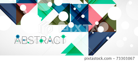 Geometric abstract background. Techno color triangle shapes. Vector illustration for covers, banners, flyers and posters and other designs 73303867