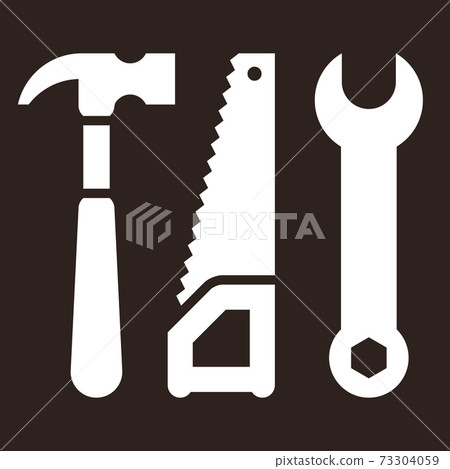 Hammer, saw and wrench. Tools icon 73304059