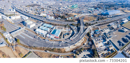 Aerial panorama Tohoku Expressway / Iwatsuki interchange Aerial panorama Tohoku Expressway / Iwatsuki interchange 73304201